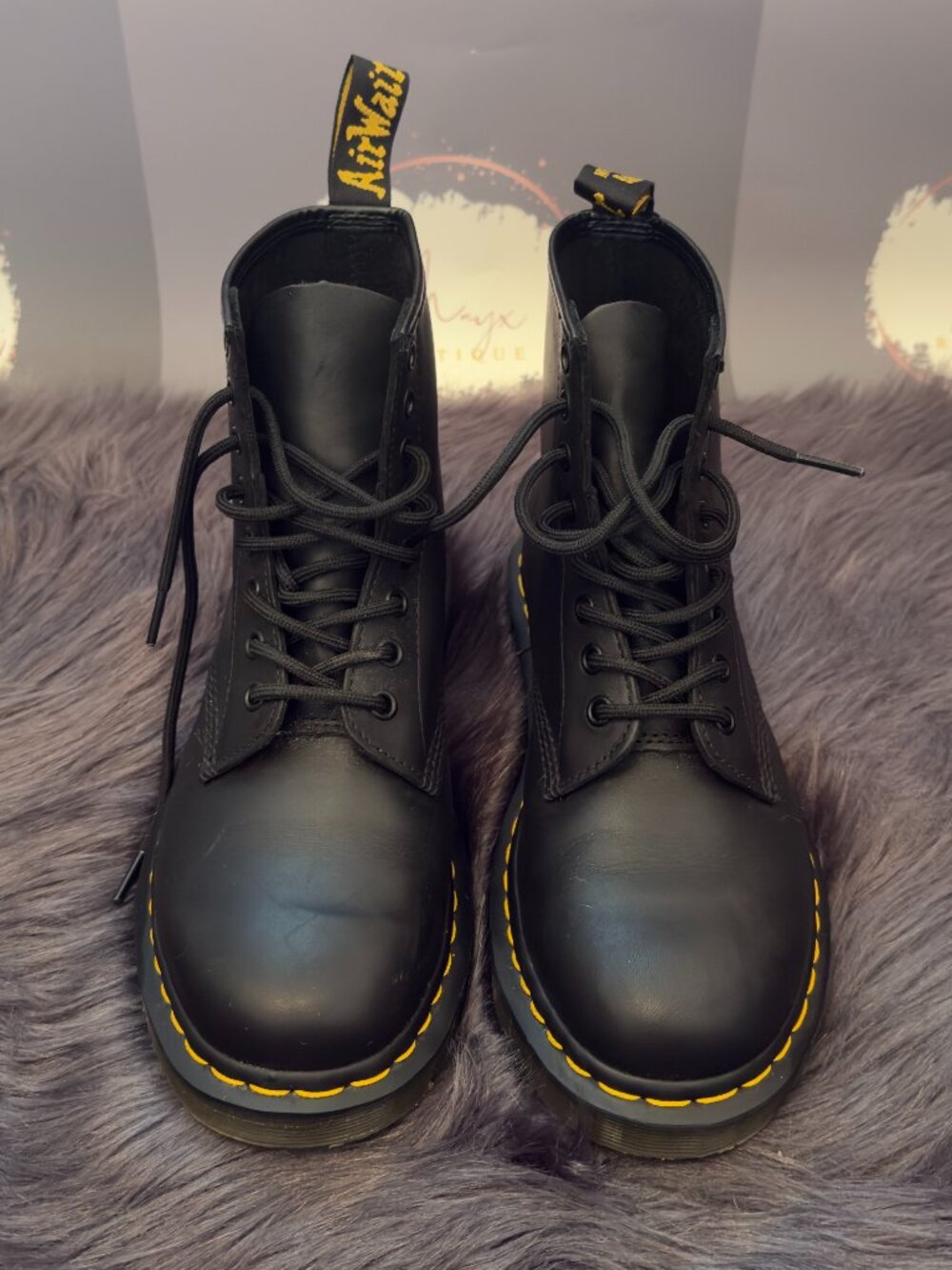 Dr. Martens Black Leather 8-Eye Lace Up Boots Women’s Size 8 Men’s Size 7